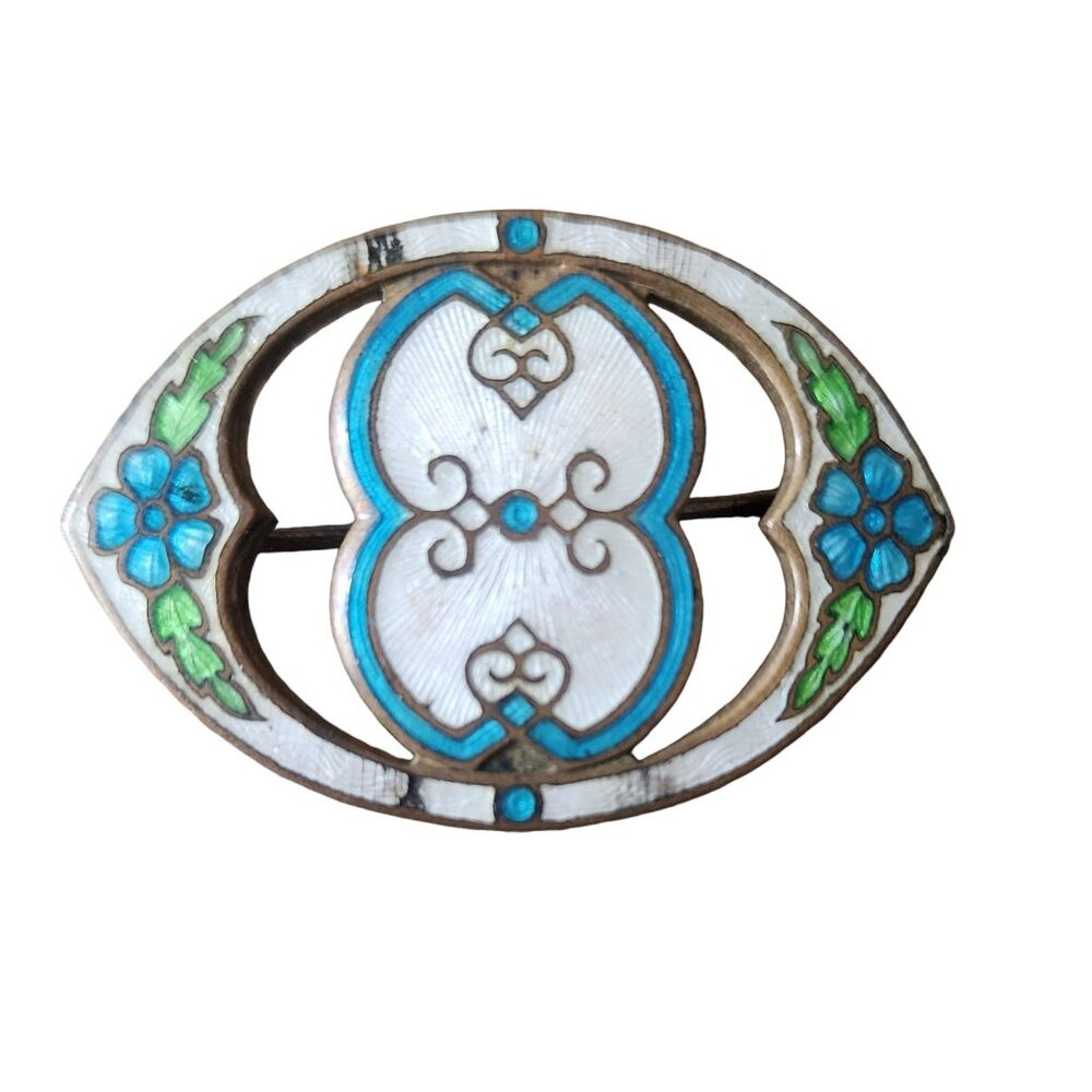 Vintage Cloisonné Enamel Signed Brooch (A5787)